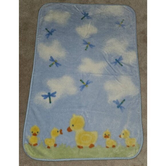 Carter's Dragonfly Duck Baby Blanket 30x45 Blue Yellow Green Acrylic Blend - Picture 1 of 9